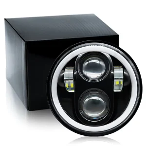 5.75 Inch 4 Bead LED Motorcycle Headlight 60W with Angel Eyes for Off Road Vehicle Modification