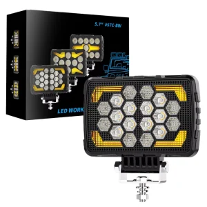 5.7Inch 18LED Rectangular LED Work Light Bar Amber Side Light Off Road Driving Spot Light IP68 Waterproof for Pickup Truck 4×4