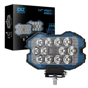 5.8 Inch Rectangular LED Work Light 12LED High Power Off Road Driving Lamp Blue Trim Accent Waterproof for Truck SUV Jeep Pickup