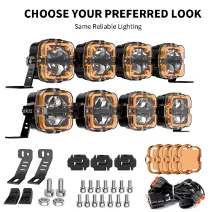 50″ Adjustable & Linkable LED Light Bar with 20 25 30″ 36 41 46″ Wiring Spot Flood Beam Off Road 4X4 Driving Fog Lights