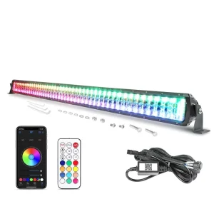 50-Inch RGB LED Light Bar with Combo Beam Angle Universal Roof Rack Mount for Offroad UTV Cars