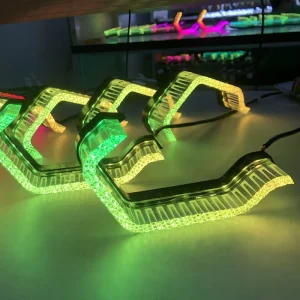 5D Crystal Angel Eyes Daytime Running Lights T8-16 DRL WRGB Halo Rings LED Headlight Upgrade for Toyota Nissan Honda