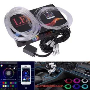 5M Led Neon Cold Light Line Blue Car Door Interior Ambient Light Atmosphere Decorative Lamp Strip Auto Accessories Car Styling