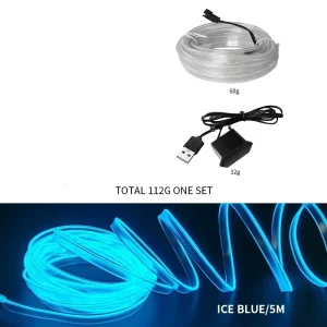 5M Neon Exterior Strip Cold Light Ambience Lamp Line for Car Styling Auto Interior Atmosphere Lights