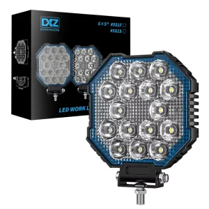 5×5 45W 16LED Square Work Light Off Road Vehicle Spotlights Auxiliary Engineering Car Lights 12 24V