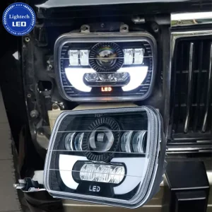 5×7″ Projector Rectangular LED Headlights Assembly with Angel Eyes DRL 12V for Truck Off Road Use