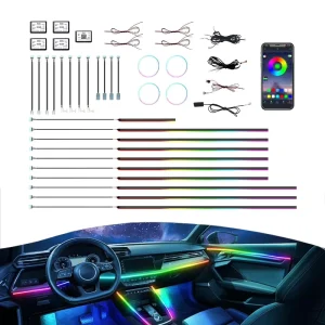 6/10/18/22-in-1 RGB Car Interior Dynamic Symphony Atmosphere Light LED Car Decorative Light Kit Universal Interior Car Lighting