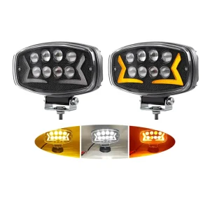 6 Inch 100W Oval LED Work Light Off Road Driving Lamp White Yellow Dual Color High Power Spotlight for Truck Heavy Duty Lighting