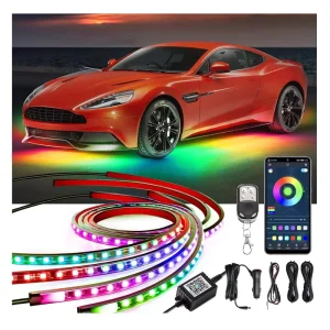 6 Pcs Waterproof Exterior Car Lights Dream Color Dancing Chasing Strip Lights Flowing Underglow Car Lights