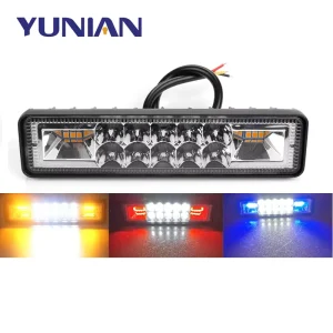 6″ Strobe Flash 48W Work Light LED Light Bar Dual Color Warning Lamp for JEEP SUV ATV Niva Off Road 4×4 Truck Trailer 12V 24V