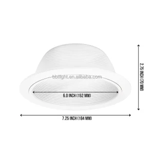 6″ White Metal Recessed Can Light Trim Cover with Step Baffle Lighting Accessory Without Ring Bulb