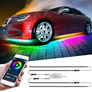 6 in 1 Car Underglow Lights Exterior LED Strip Lights Wireless APP Control Music Sync Waterproof Auto Ambient Lights
