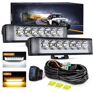 6.5 Inch with Amber DRL LED Light Bar Spot Flood Combo Offroad Driving Auxiliary Lights for Truck ATV UTV