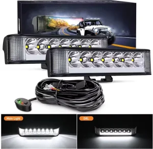 6.5″ Side Shooter LED Light Bar with DRL Spot Flood Combo LED Pods for Fog Driving Auxiliary Lamp on Truck ATV UTV