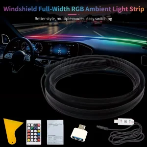 60 Inches USB Car Center Dashboard LED Strip RGBIC Neon LED Strip Light Ambient Lighting Kit