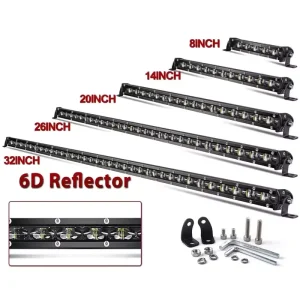 6000K 50 Inch 4×4 Offroad 6D 144W LED Light Bar 12V 24V Single Row IP68 Waterproof Aluminum Driving Lights