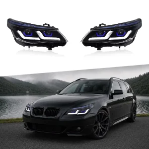 6000K LED Car Headlight Assembly for BMW 5 Series E60 E61 12V ABS Rustproof Plug+Play Installation