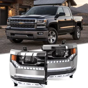 6000K LED Headlight Assembly DRL 12V 25W for Chevrolet Silverado 1500 OE 84357696