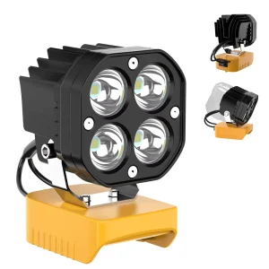 6000LM Work Light Compatible with Dewalt 20V Battery 40W LED Light with Low Voltage Protection for Car Repairing