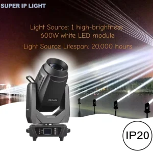 600W LED 20000H Lifespan 4 Framing Shutters Dual Prisms DMX RDM Ra>80 3-in-1 Beam Spot Wash Concert Theater Wedding Moving Light