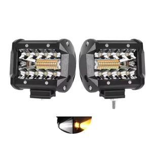60W 4 Inch LED Work Light Bar White Yellow Strobe Flash Combo Pods Universal Fog Lamp for Cars and Trucks Auto Exterior Lighting