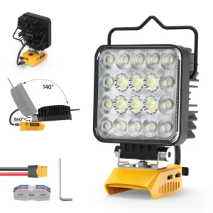 60W Cordless Work Light Compatible with Dewalt 20V Battery 6000LM Brightness 140 Rotation USB Type C Charging Portable Job Light