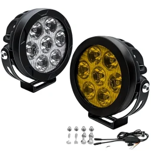 60W Dual Color Spot Fog GR Motorcycle Lighting System Accessories Auxiliary Driving Spotlight Harness 6000k Color Temperature