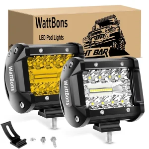 60W LED Pod Lights 4 Inch Flood Spot Combo Triple Row Driving Lamp Roof Bumper Off Road LED Work Light for Car Pickup Golf Cart