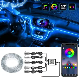 64 Color Fiber Atmosphere Lighting for Car Modification Interior Decoration Light APP Control Compatible Golf City