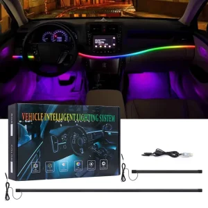 64 Color LED Ambient Light 110cm Full RGB Colors Atmosphere Lamp for Car Interior Hidden App Remote Auto Interior Lighting