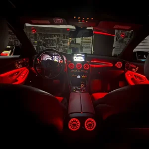 64 Color LED Ambient Light Kit for Mercedes Benz C-Class W205 GLC X253 Interior Atmosphere Lamp Dual-Zone App Control OEM Fit