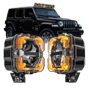 65W LED Auxiliary Work Driving 4 Inch Yellow Spot Beam Truck Offroad 4×4 Backup Lamp Dual Bumper Cube Spot Driving Spot