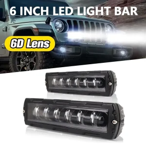 6D LED Light Bar 60W Spot Beam Dual Color LED Pods Driving Fog Lights 9-30V for SUV ATV Car Truck Boat Auxiliary Light Vehicle