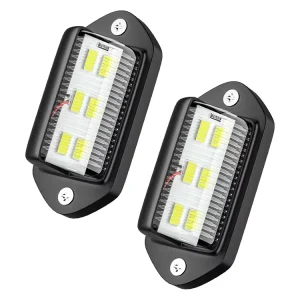 6LED Car License Plate Lights 12-24V LED Side Marker 6500K White Warning Signal Light Waterproof for SUV Trucks Trailers