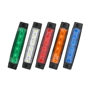 6LED Slim Rectangle Side Marker Light Green White Red Amber Blue 12V 24V Truck Trailer Bus Van Lorry Waterproof