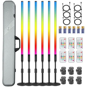 6Pack 4ft 5000mAh Battery Wireless Led Tube Lights bar Stand With Case for Party Stage Dance DJ Lighting