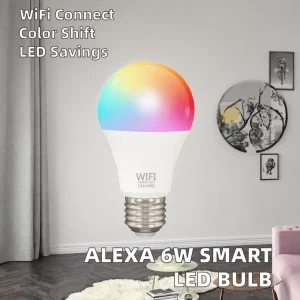 6W Alexa WiFi Smart LED Bulb E26 Base AC/DC Power Smart Home Lighting with Voice Control
