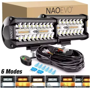 7 Inch 120W Dual Color White/Yellow IP68 Waterproof Diecast Aluminum LED Work Light Bar for Truck Offroad SUV