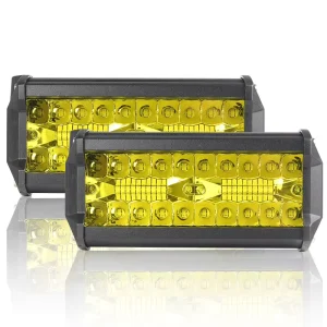 7-Inch 120W LED Work Light Bar Yellow Square Spot Lamp for Trucks 9V-36V Auto Exterior Lighting Three Rows Truck Barras Led Auto
