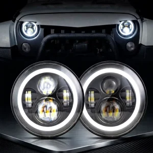 7 Inch Headlight Full Circle Angel Eye Lens Off road Vehicle Spotlight Refitted Car LED Headlights