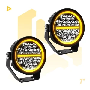 7 Inch LED Amber DRL Off Road Driving Spot Light for F150 Wrangler Bronco Tacoma Hilux Ranger Bumper UTV Bull Bar Roof Rack 4×4