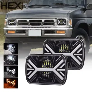 7 Inch LED Headlights for Trucks Square LED Headlamp Bulb Hi Lo Beam Halo DRL Turn Signal Light 6000K