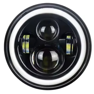 7 Inch LED Headlights with Halo Ring Turn Signal White Amber Low Beam Headlamp for Cars Autos Motorcycles Vehicles