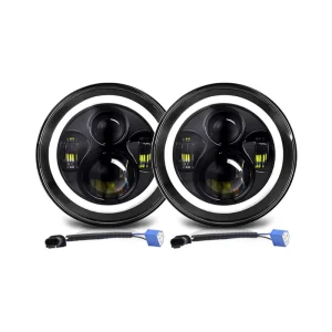 7 Inch RGB Round High Low Beam LED Headlight Angle Eyes Daytime Running Light Turn Signal LED Headlights for Jeep Car SUV ATV