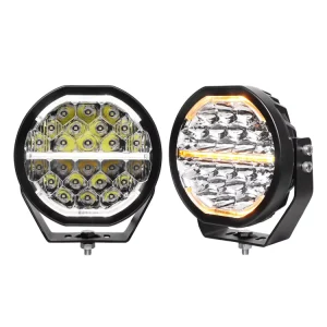 7 Inch Round LED Driving Headlight with Amber DRL Fog Lamp 12V 24V for SUV 4X4 Offroad Truck Jeep LM 7DRL