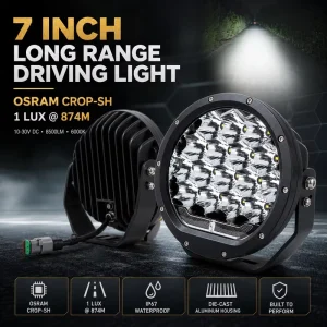 7 Inch Round LED Driving Lamp 160W 10-30V Distance Spot Light for 4×4 Pickup ATV UTV