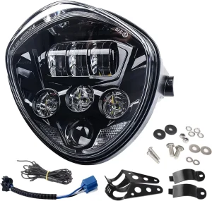 7 Inch Round LED Motorcycle Headlight High Low Beam White DRL with Universal Mount Brackets for Cafe Racer Cruiser Bikes