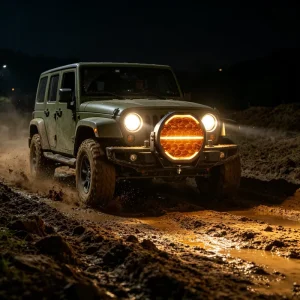 7 Inch Round LED Spotlights for Offroad Truck 4×4 White Amber DRL Light Daytime Running Light