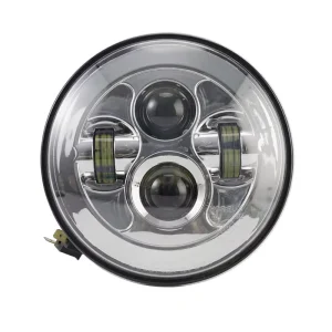 7 Inch Round Silver Housing Motorcycle Lighting System LED Light for Harley Davidson Headlight with Halo Ring