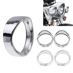 7″ Motorcycle LED H4 Headlight Trim Ring Bezel Cover Visor Style 4.5″ LED Fog Light Trim Ring for Harley